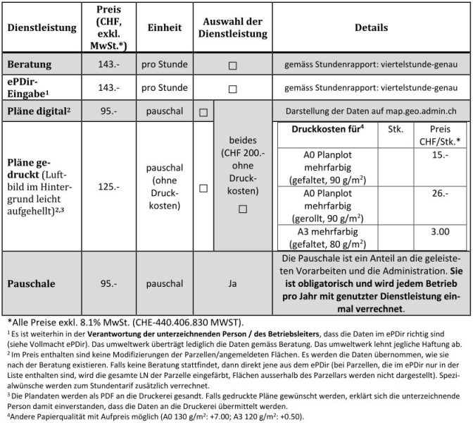 Tarif 2025 landwirtschaftliche Beratung